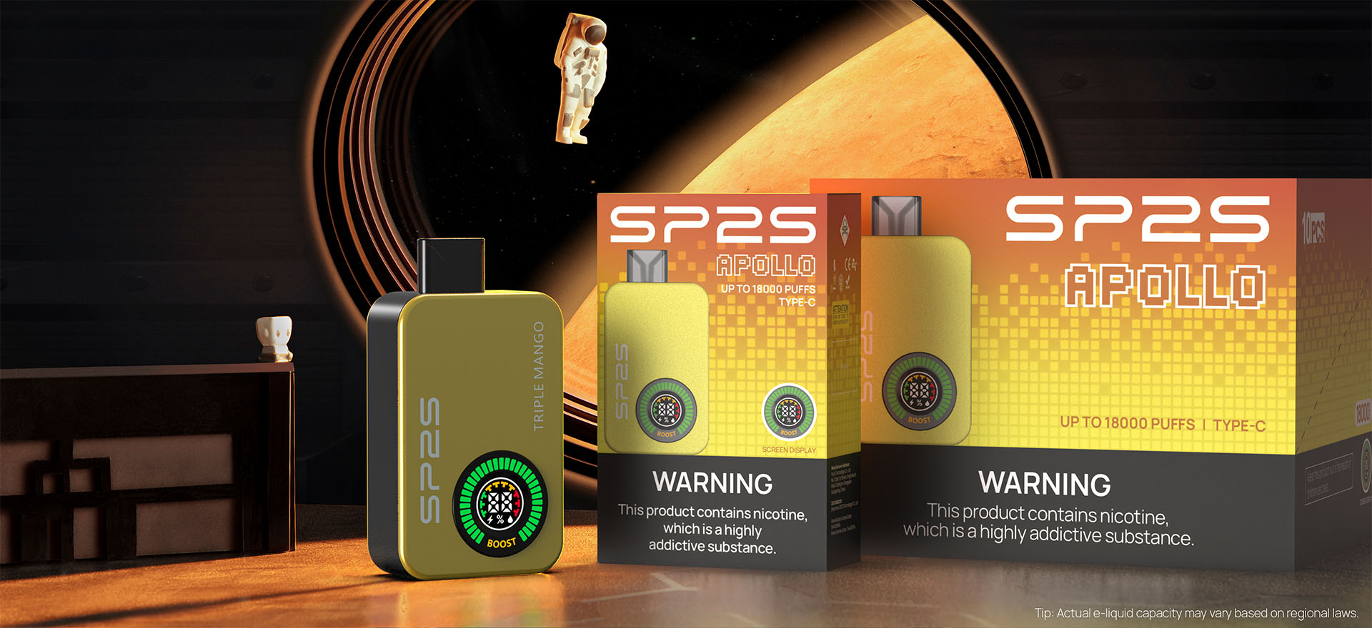 SP2S Apollo Disposable Vapes product packaging