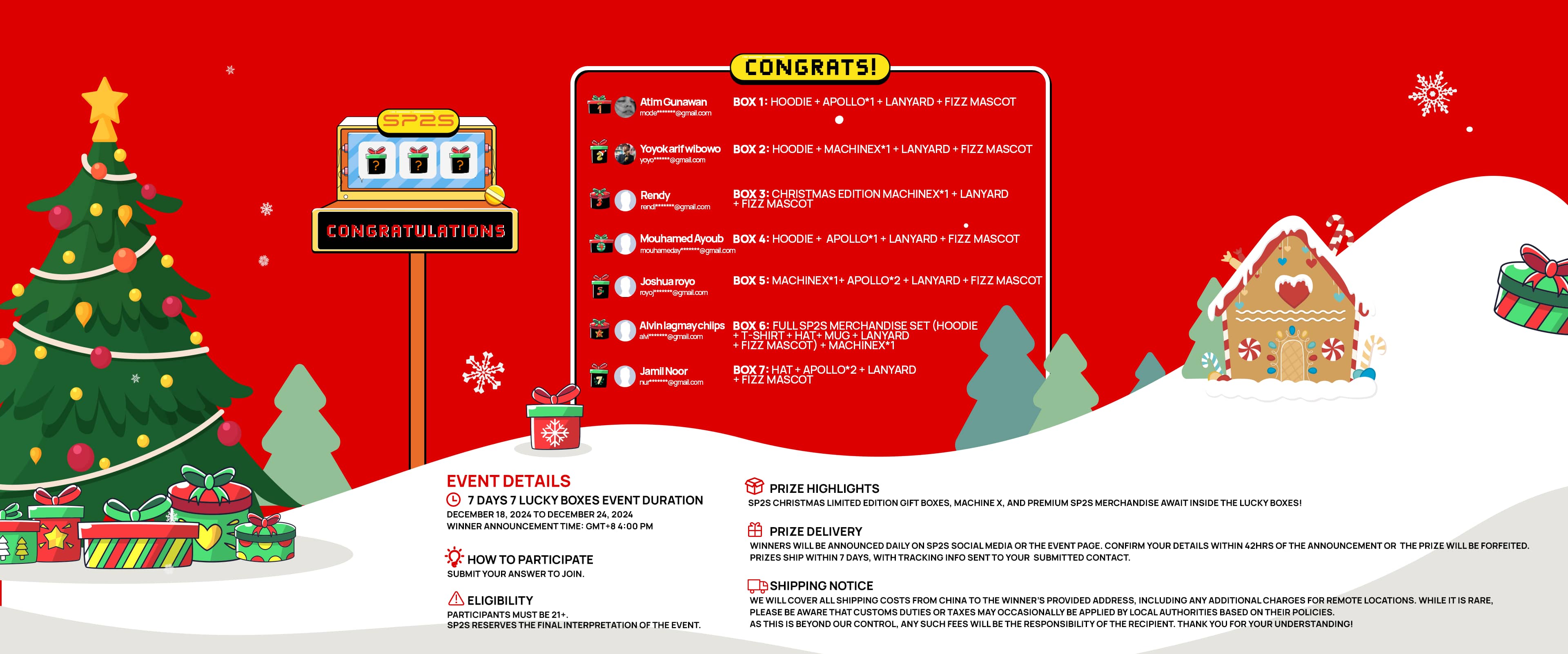 SP2S Christmas Week Event Prize Draw Results