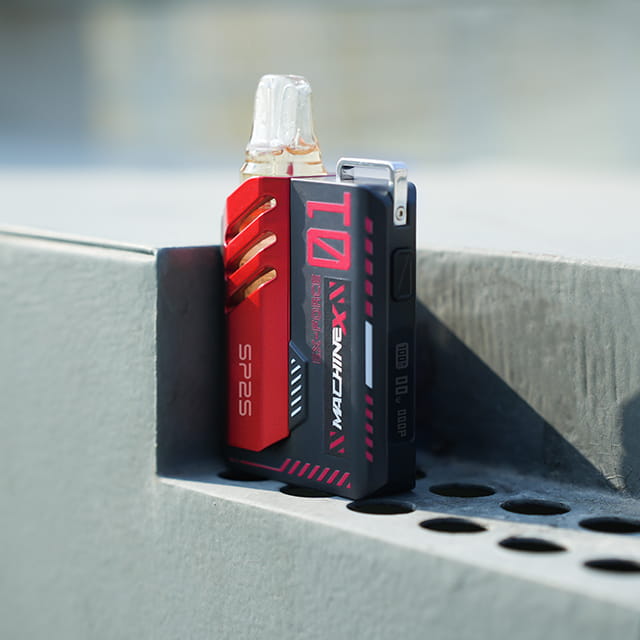 SP2S Machine X pod system vape kit has Three types of pods available: a dual ceramic coil, a mesh coil, and a refillable pod.