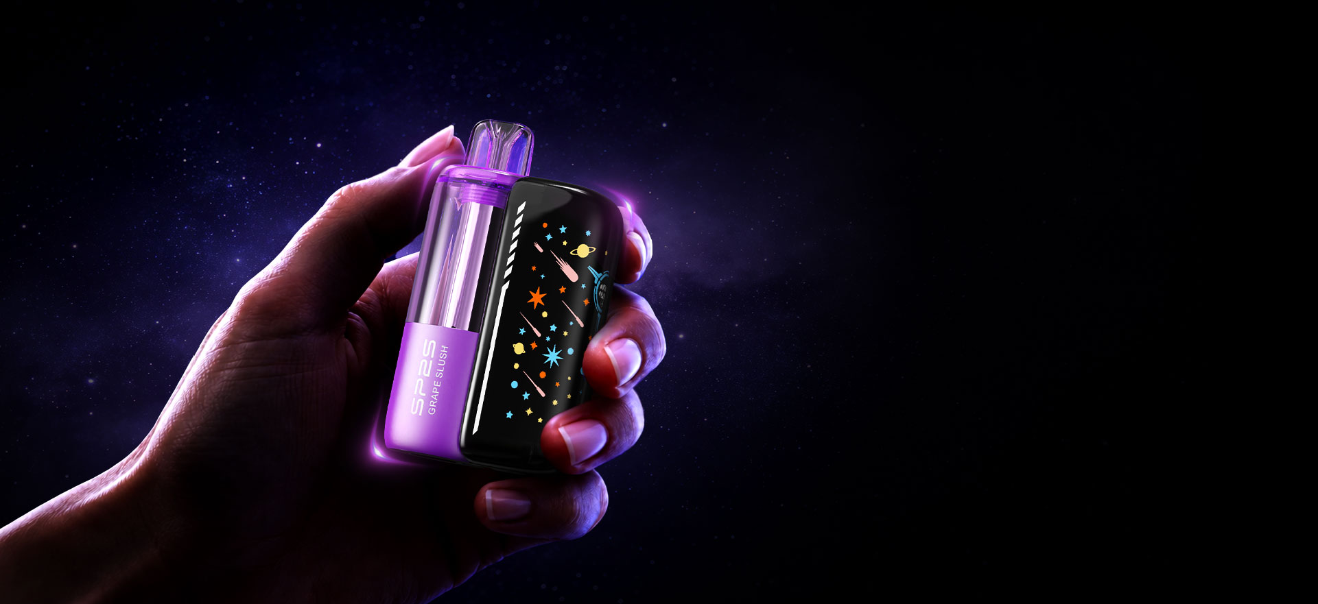 SP2S NIVON with rounded ergonomic contours held in a hand
