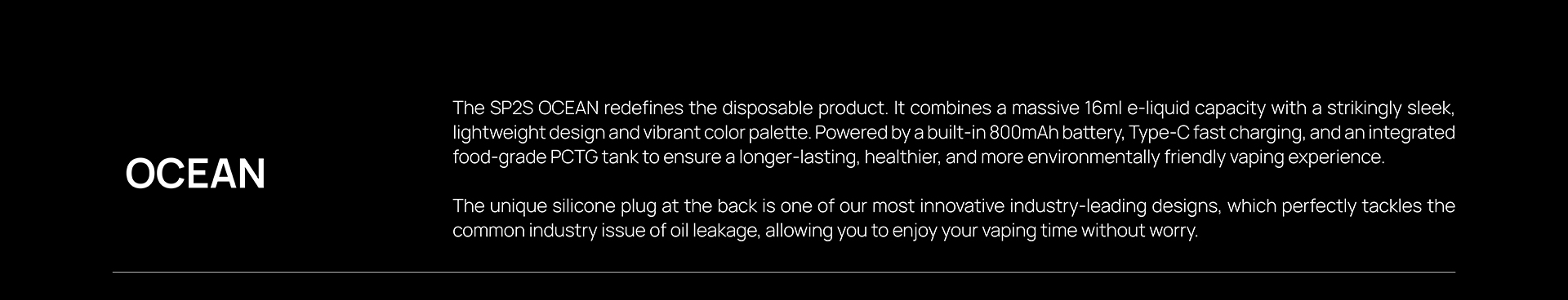 SP2S Ocean Disposable Vape Product Description