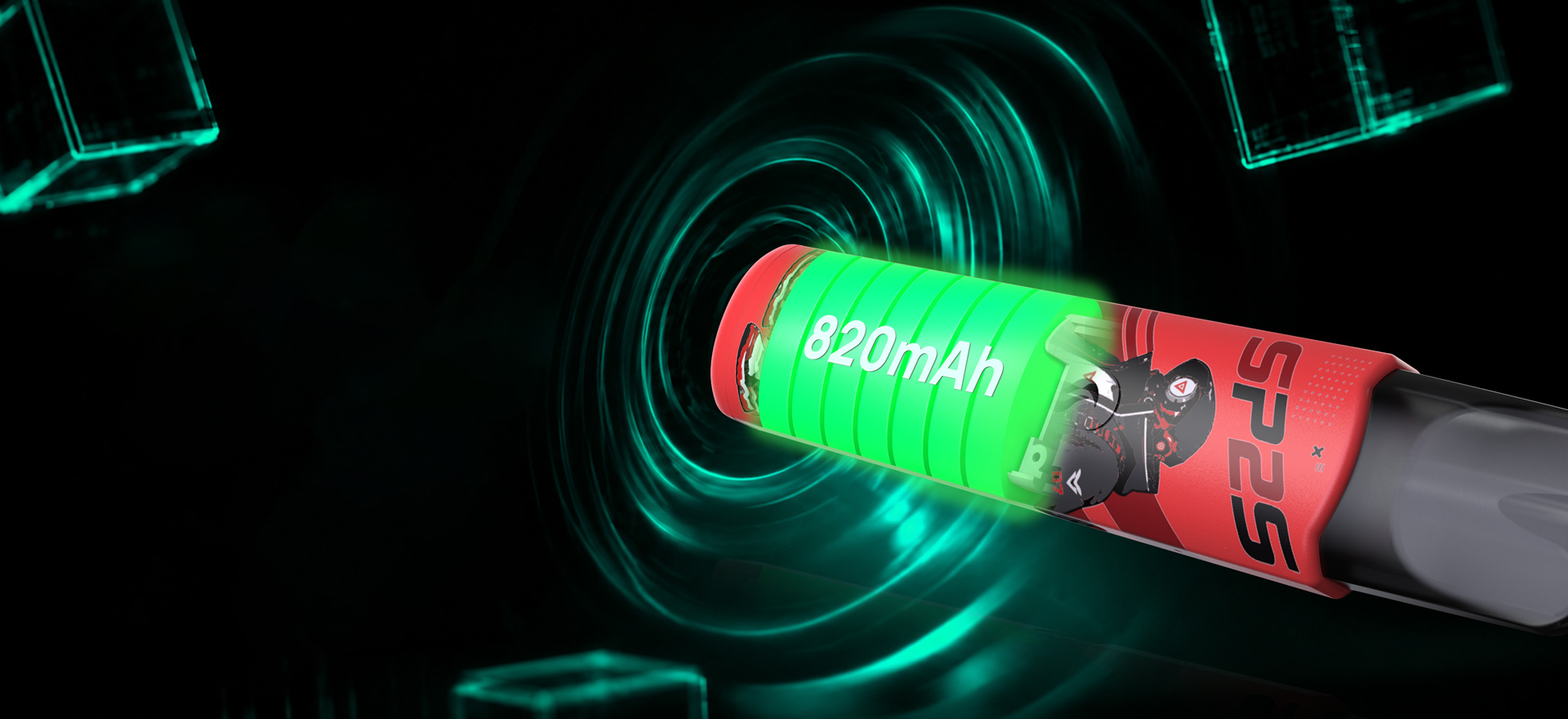 SP2S SENX AIR pod system 820mAh high-capacity battery feature banner
